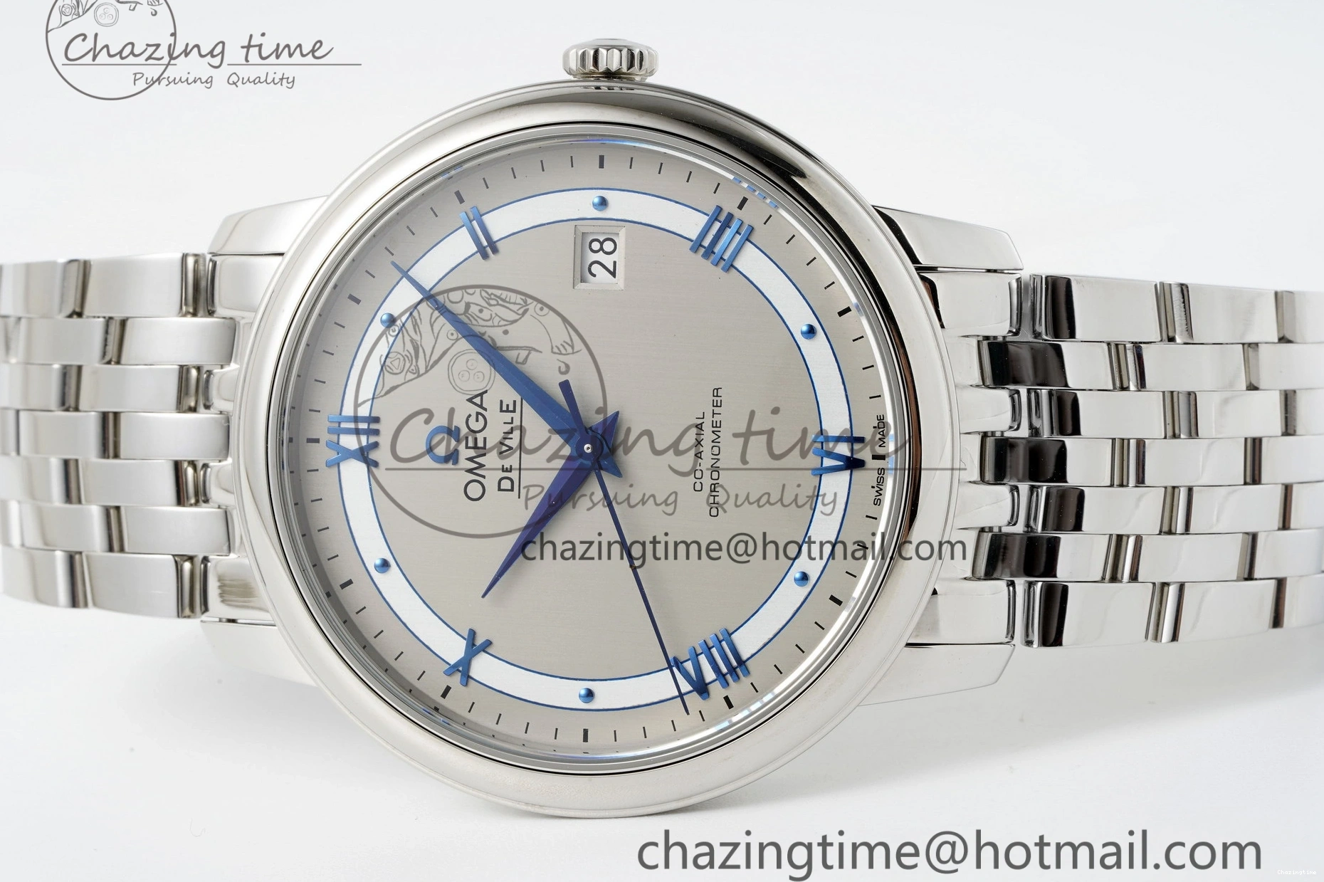 0506 FlexibleFit De Ville SS TWF 1:1 Best Edition Gray Dial Blue Markers on SS Bracelet MIYOTA 7843
